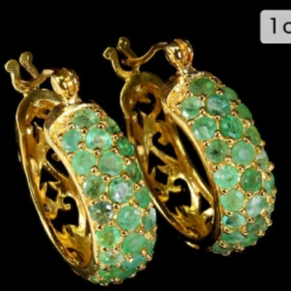Jewelry - Genuine Emerald Hoop Earrings ff